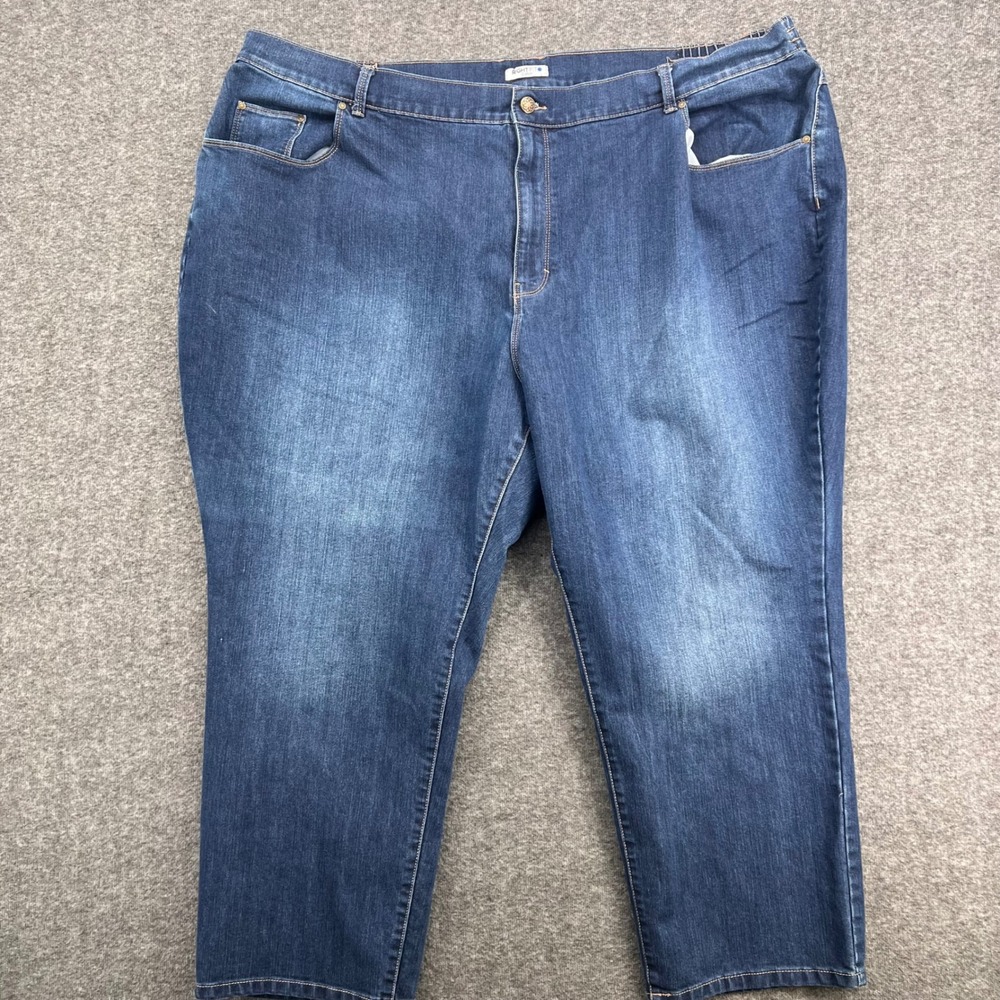 Catherines Right Fit Curvy Blue Jeans Womens 30WP Straight Leg Stretch Denim
